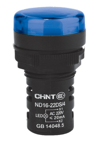 Ojo De Buey 22 Mm Color Azul Led Res 24v Corto Chint 0
