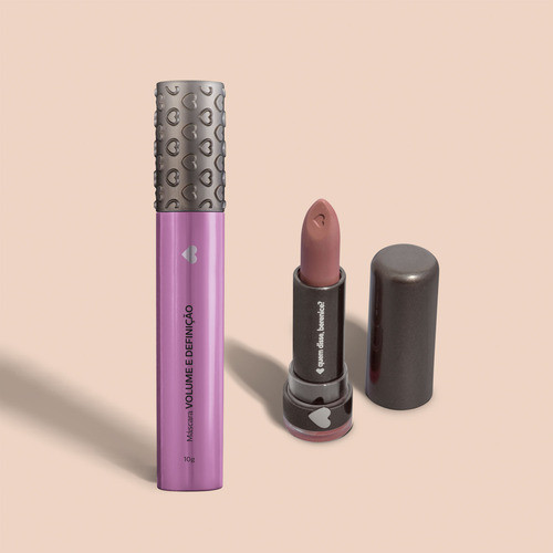 Combo: Máscara De Cílios Volume E Definição + Batom Nudete 0