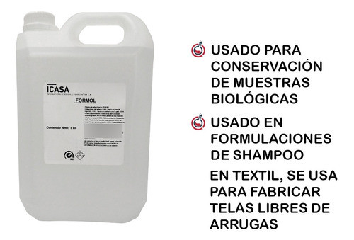 Formaldehído Formol 40% De Pureza X 10 Lt Icasa Pr 1