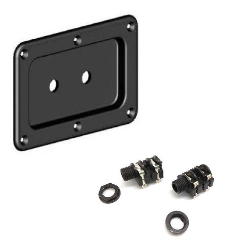 Kit 1 Espelho 2 Furos + 2 Jack P10 Fêmea P/ Caixa De Som 0