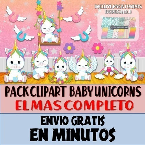 Pack Imágenes Clipart Bebes Unicornio Baby Unicorns + 1