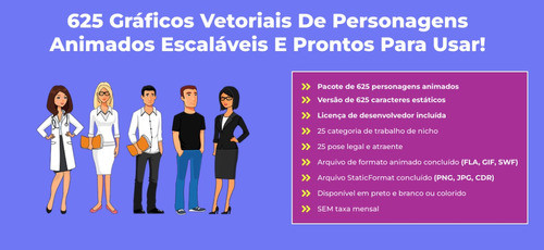Pack 625 Personagens Animados Vetorizados Em 25 Categorias 0