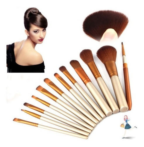 Nuevos 12pcs Mango Madera Kit Maquillaje Profesional Fundaci 1