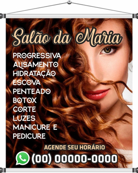 Banner Salão De Cabeleireiro 1m X 70cm Modelo Cachos Mod6 0