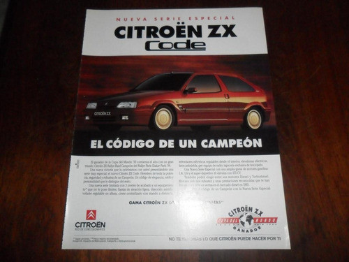 Publicidad 1994 Automovil Citroen Zx Code Serie Especial 0