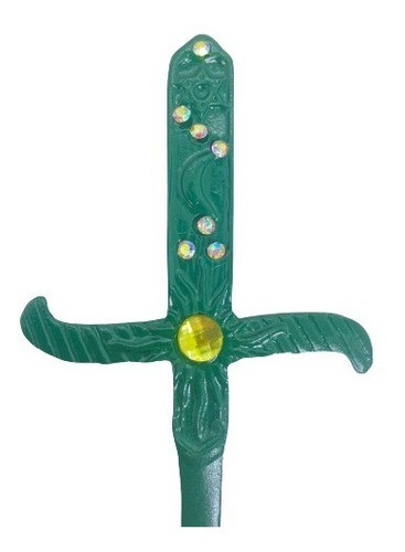 Punhal De Metal Cor Verde E Pedra Verde E Strass 19cm 1
