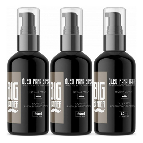 Óleo Para Barba Big Barber 60ml Hidratantes Kit 3 Unidades 0
