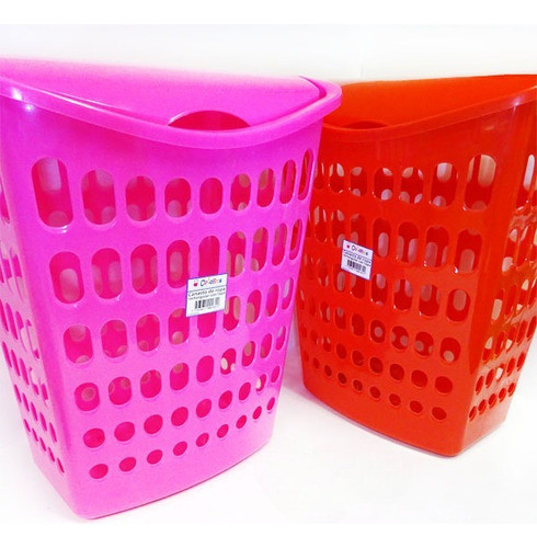 Cesto De Ropa Rectan Calado Tapa Bisagra Colores C/u X1u 0
