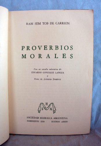 Proverbios Morales De Rabi Sem Tob De Carrion 1