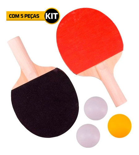 Kit Raquete De Tênis De Mesa Ping Pong 5 Pçs Esporte Lazer 0