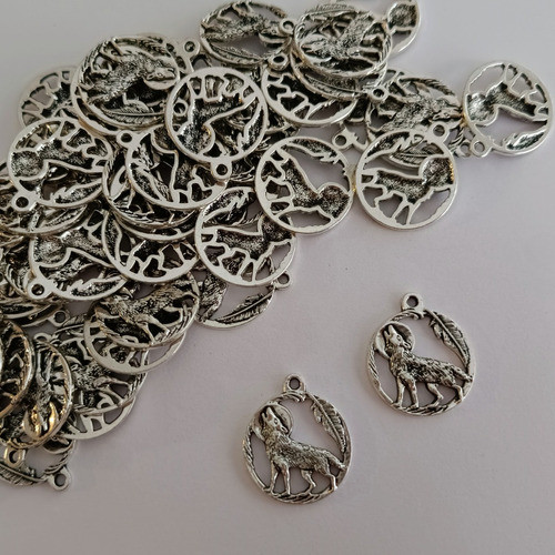10 Dije De Metal Lobo - Bijuoteria Armado Artesanía 0