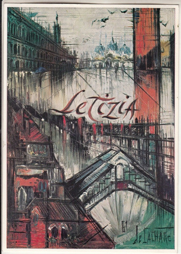 Postal Arte Bouvier De Cachard Trattoria Letizia Venezia 50s 0