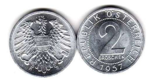 Moneda Austria Año 1957 2 Groschen Sin Circular Oferta!!!!!! 0