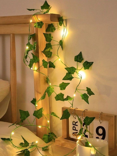 Plantas Artificiales Guía De Hoja + Luz Led Decorar X3u. 2a 0