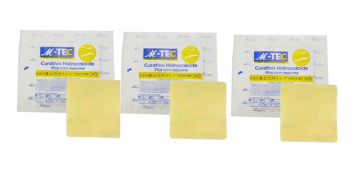 3 Unid. Curativo Hidrocoloide Plus Espuma M-tec 10cm X 10cm 0