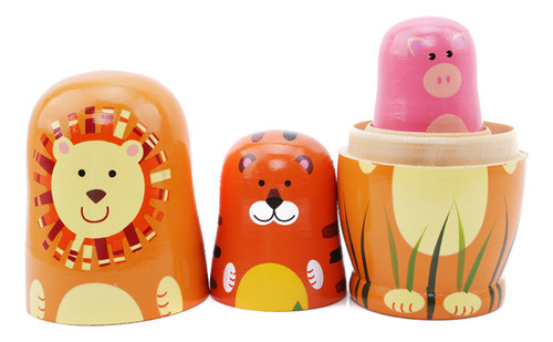 5 Peças De Animais, Bonecas Russas, Boneca Fofa De Desenho A 1
