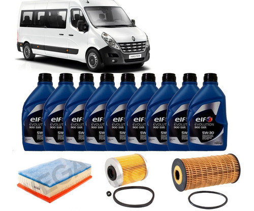 Kit Troca Óleo Elf 5w30 Sxr Renault Master 2.3 2013 Diante 0