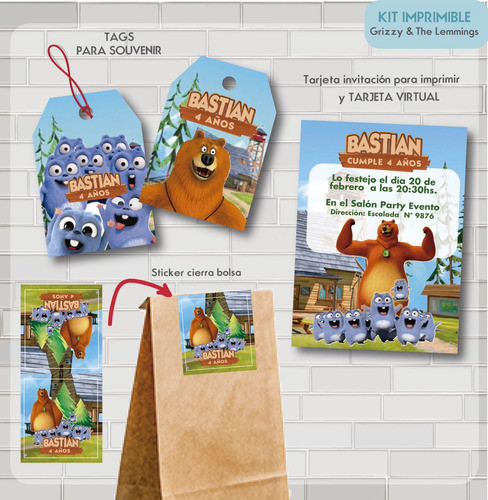 Kit Imprimible Personalizado Grizzy Y Los Lemmings 1