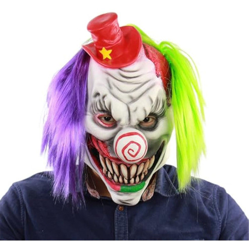 Máscara De Payaso Aterrador Con Cabello Verde 0