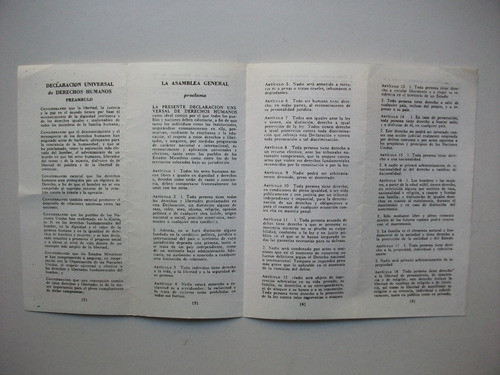 Folleto Con Declaración Universal De Derechos Humanos 1