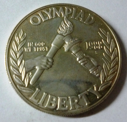 Usa Moneda 1 Dolar 1988 S Plata Olimpicos Seul Km-222 Proof 1