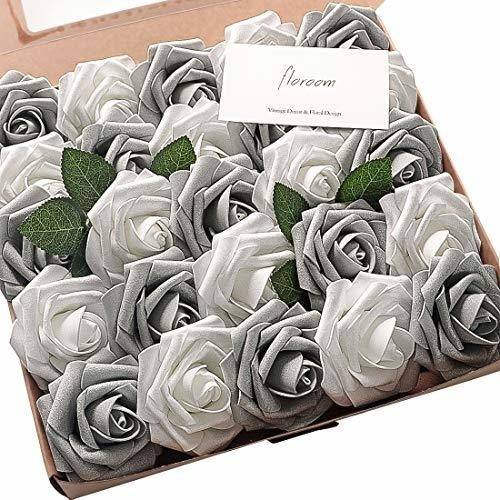 Rosas Artificiales C/tallo Realistas 50u/7.6cm/ Plata Gris 0