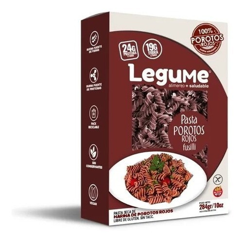 Pasta Seca De Poroto Rojo Fusilli Fideos Legume 284gr X 3 1