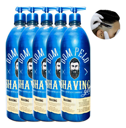 Kit 5 Shaving Gel De Barbear 1kg Profissional Hidratante 0