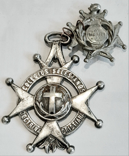Colegio Salesiano 2 Medalla Lote Doctrina Cristiana Merito 0