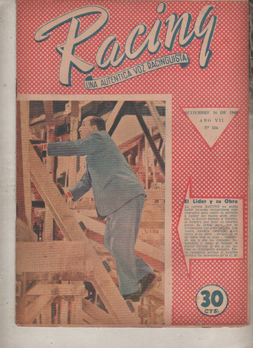 Revista Partidaria Racing * Constuyendo La Cancha - Año 1949 0