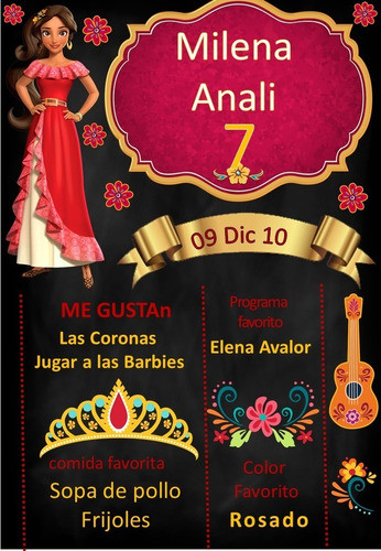Pizarra Poster Elena De Avalor Editable 0