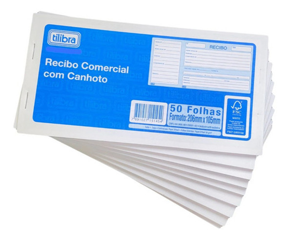Recibo Comercial Com Canhoto Unidade Com 50 Folhas 0