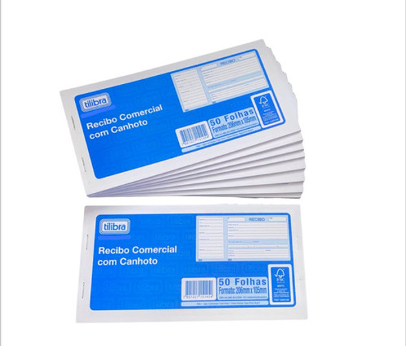 Recibo Comercial Com Canhoto Unidade Com 50 Folhas 1