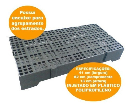 Kit 3 Estrados Plástico Alto Palete Palet Reforçado 82x41x13 1