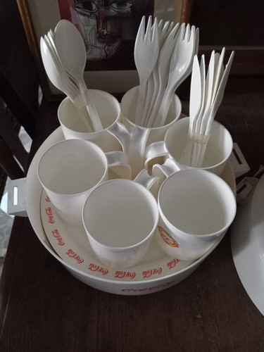 Tazas Platos Cubiertos De Plastico Cocacola 1