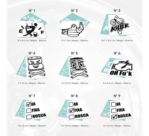 Calcos Para Auto En Vinilo | Catálogo De Diseños | Pack X 5 1