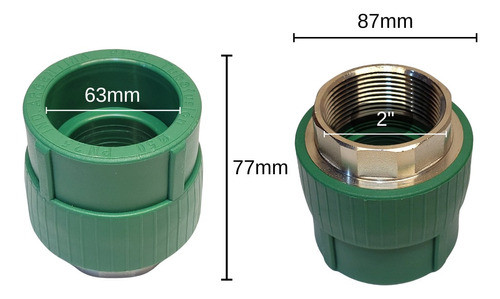 Cupla 63 X 2 Rosca Hembra Fusion Verde Tubofusion 1