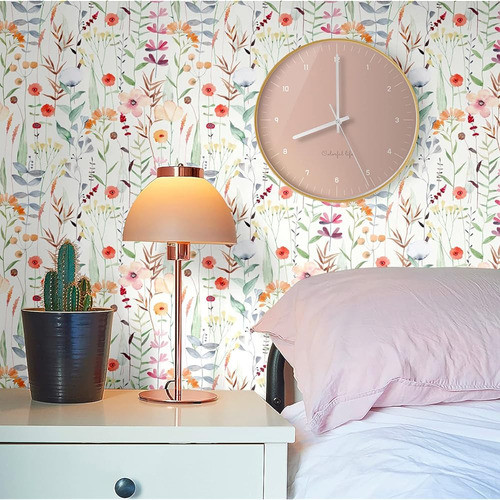 Blooming Wall Dpy81 Acuarela Removible Hojas Frescas Con Flo 1