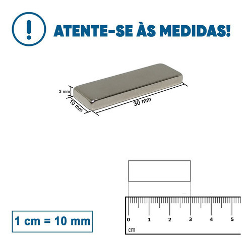 Imã De Neodímio / Super Forte / 30mm X 10mm X 3mm * 50 Peças 1