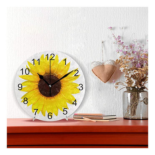Ffyho Reloj De Pared De Girasol 3d De 9.5 Pulgadas, Funcion. 1