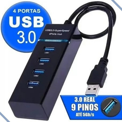Hub Cabo Usb 3.0 Extensor 4 Portas Super Speed 5gbps 30cm Nf 1