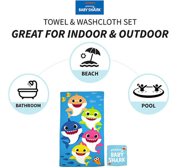 Franco Baby Shark Kids Baño / Piscina / Playa Toalla De Rizo 1 Franco Baby Shark Kids Baño / Piscina / Playa Toalla De Rizo 1