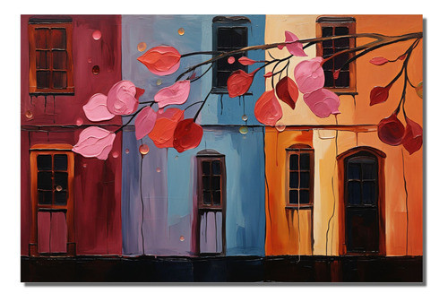 Alfredo Volpi Releitura Fachadas Com Flores Quadro  80x50 0