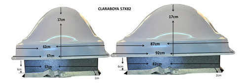 Claraboya Base De Chapa Acanalada Y Cúpula Acrílica 57x82 1