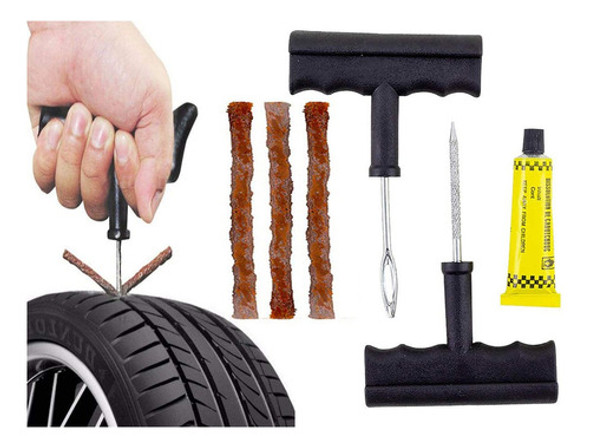 Kit Reparo Remendo De Pneu Moto Carro 3 Refis 0 Kit Reparo Remendo De Pneu Moto Carro 3 Refis 0