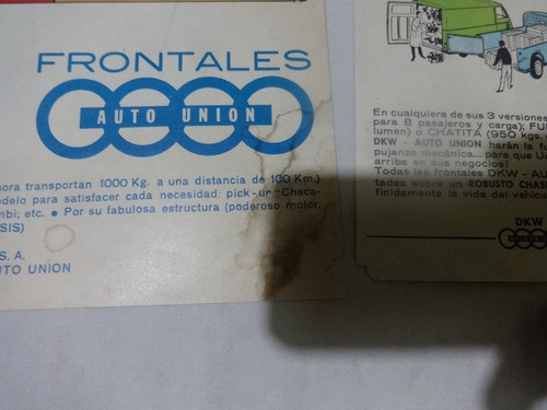Lote Dkw Autounion Frontal X4 Publicidad No Catalogo 1