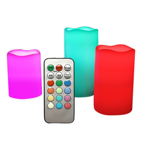 3 Paquete Multicolor Led Al Aire Libre Pilar Vela Flameless 0