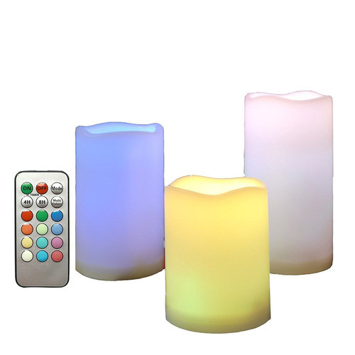 3 Paquete Multicolor Led Al Aire Libre Pilar Vela Flameless 1
