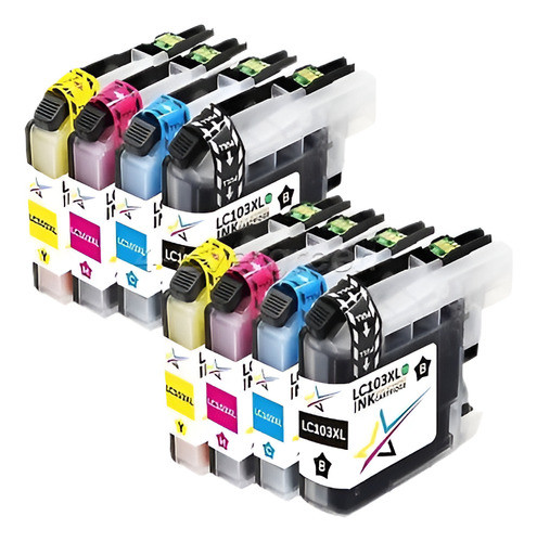 8pk Lc103xl Conjunto De Tinta Para Impresora Mfc-j475dw De H 0
