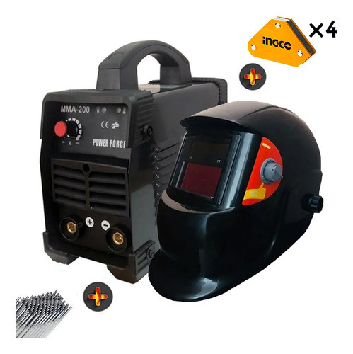 Kit Soldadora Power Force 200 Amp Inverter + Careta + Escuad 0